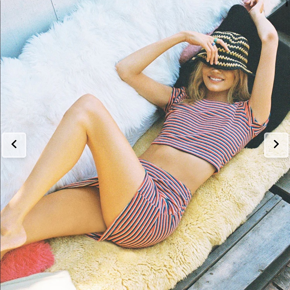 Frankie’s bikinis striped terry mini skirt